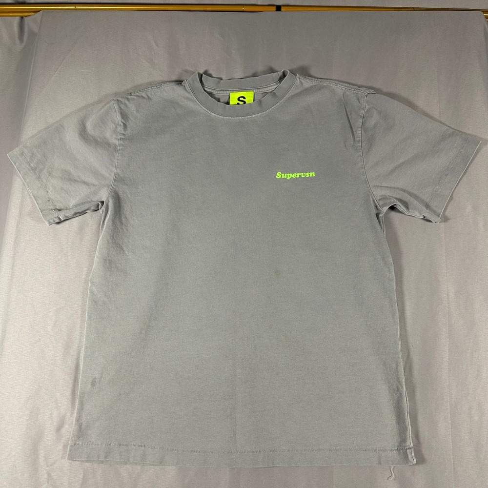 Supervsn Graphic T-Shirt Mens Small Grey‎ Neon Green Good Streetwear 2024 Studio